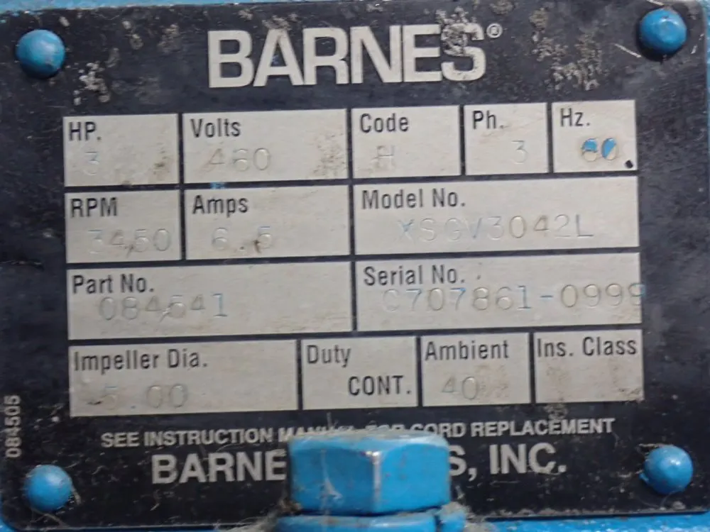 Barnes Submersible Pump