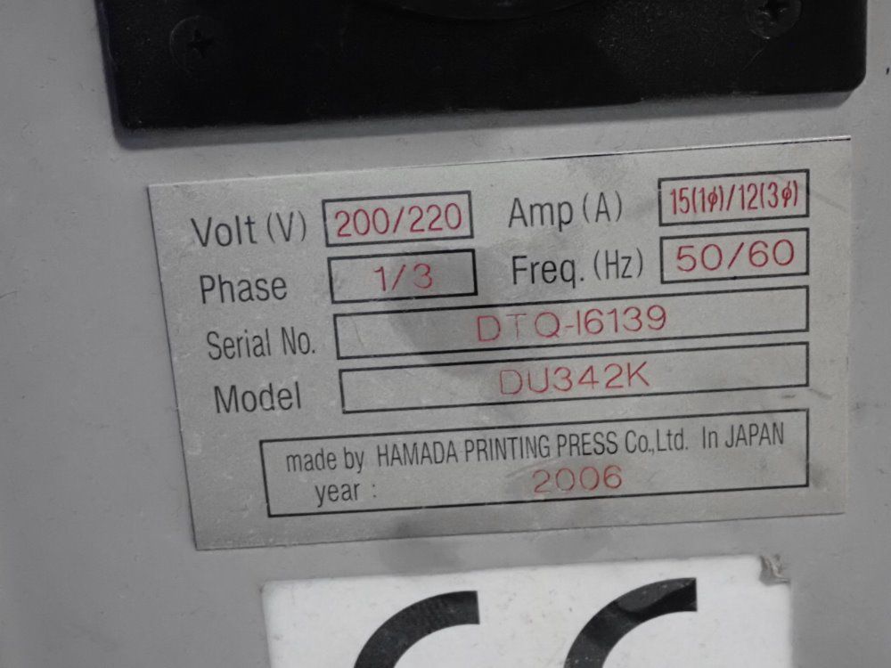 Hamada Du342k Printing Press - Du342k