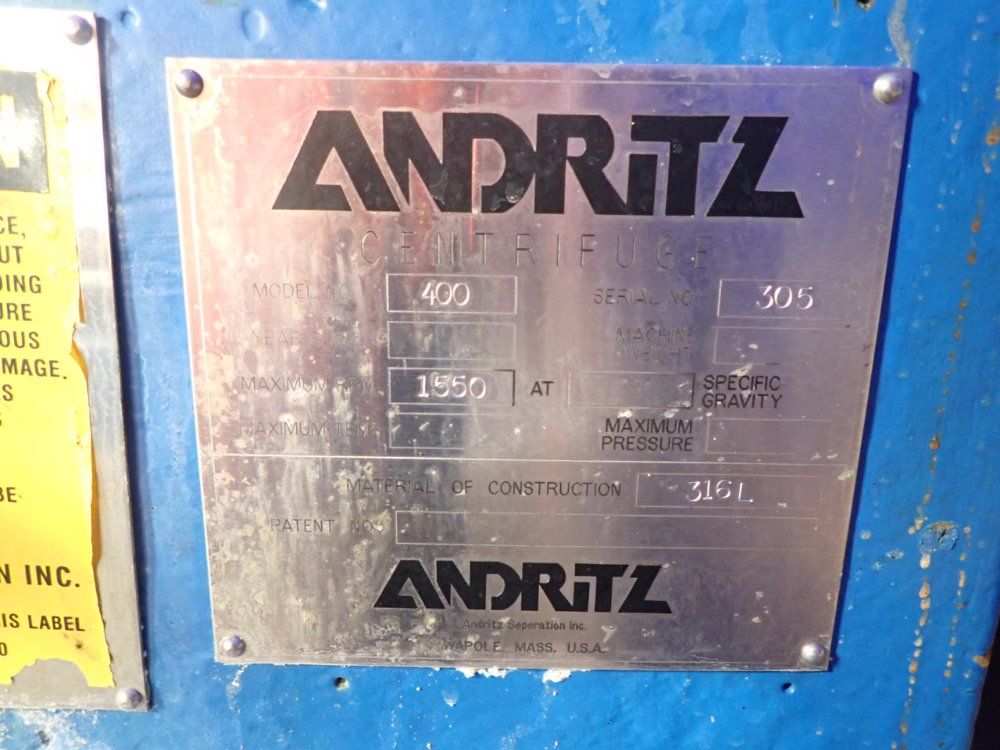 Andritz 400 Universal Multi-stage Pusher Centrifugal - 400