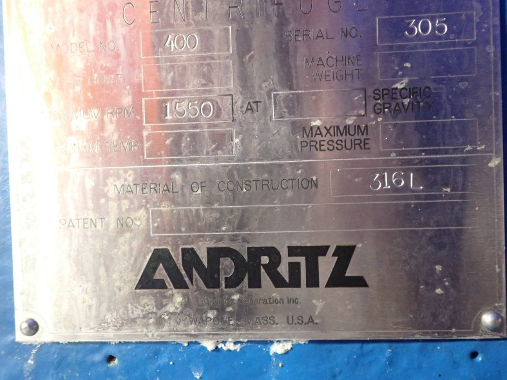 Andritz 400 Universal Multi-stage Pusher Centrifugal - 400