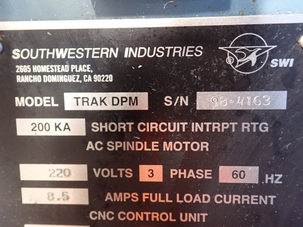 Southwestern Industries 10" X 50" Trakdpm Cnc Vmc - Trakdpm