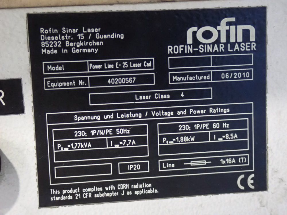 Rofin Rofin Powerline E25uw1500 Laser Etcher