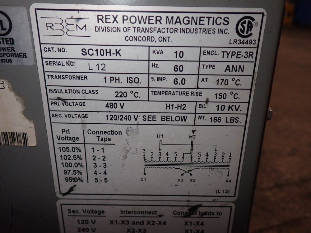 Rex Power Magnetics 10 Kva Transformer - Sc10 H-k