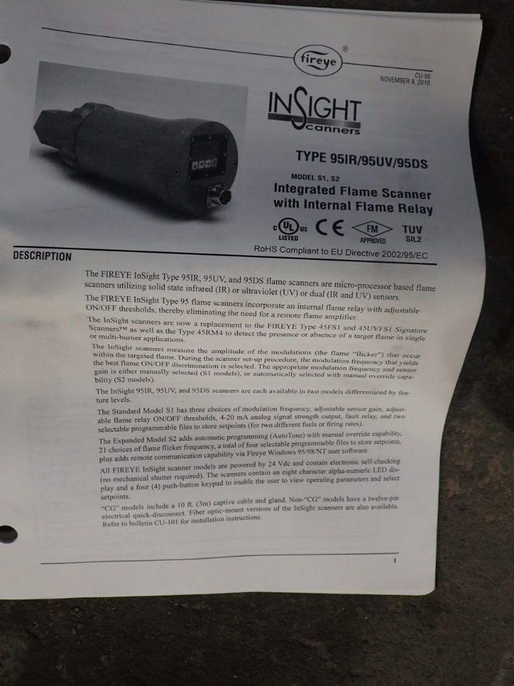 Insight Scanners 2.4a Intergrated Flame Scanner With Internal Flame Relay - 95dss21/s1,s2