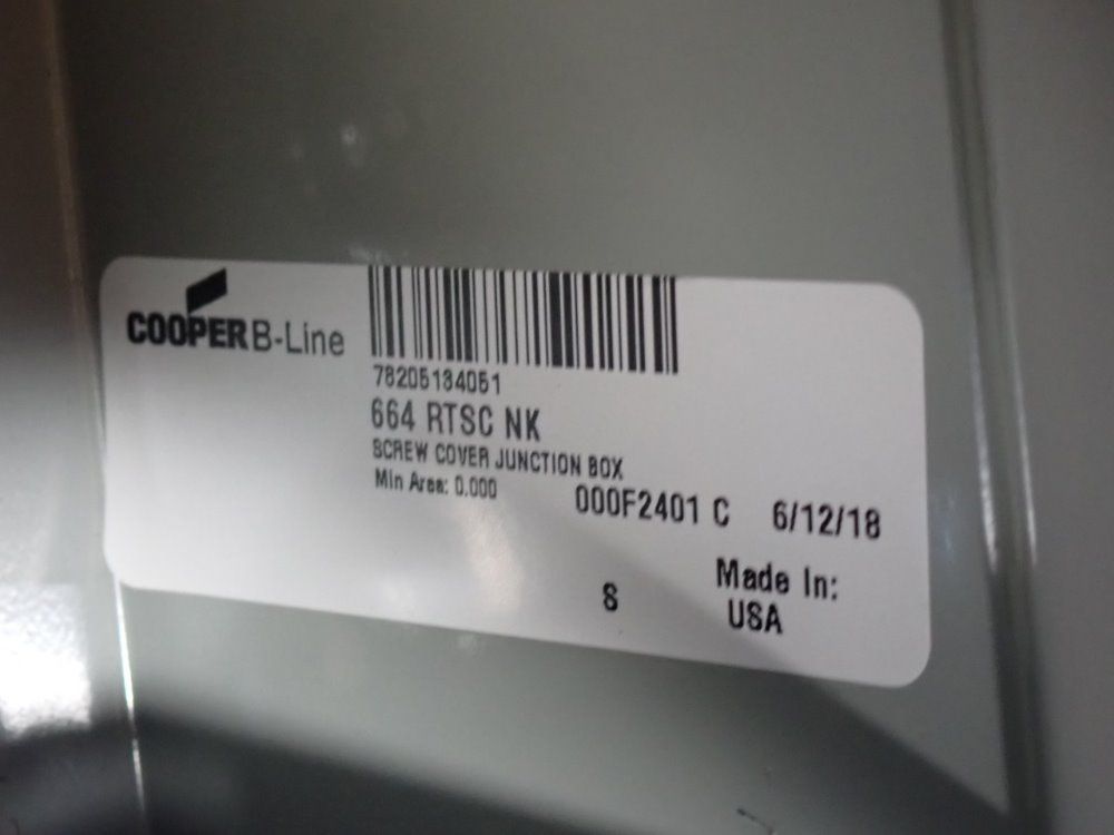 Cooper B-line 6x6x4 Screw Cover Junction Box - 664rtsc Nk