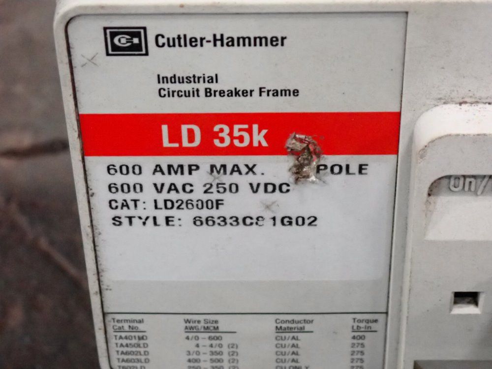 Cutler-hammer 600a Industrial Circuit Breaker Frame - Ld35k