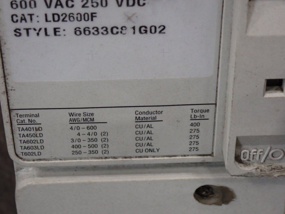 Cutler-hammer 600a Industrial Circuit Breaker Frame - Ld35k