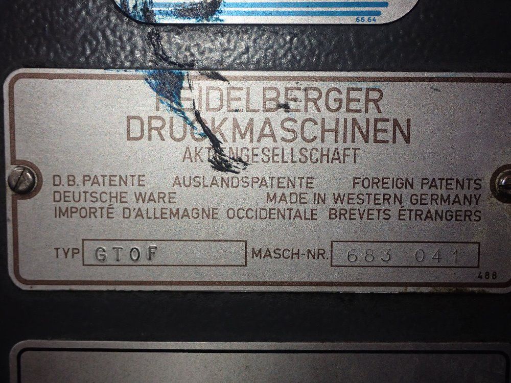 Heidelberg 22" W Color Press - Gtof