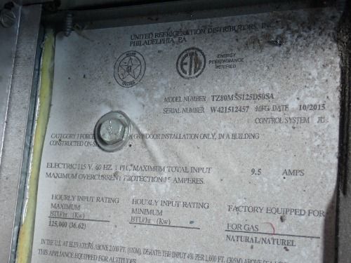 Thermal Zone/ United Refrigeration Distributors In 125000 Btu Gas Heater - Tz80mss125d50sa