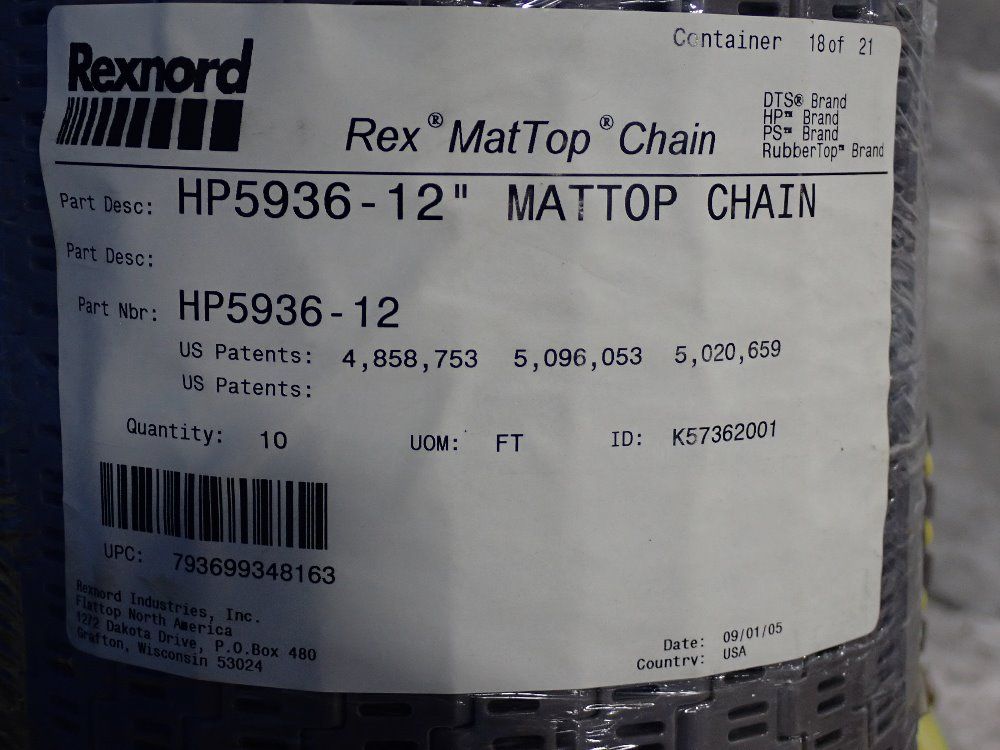 Rexnord 12" Mattop Chain