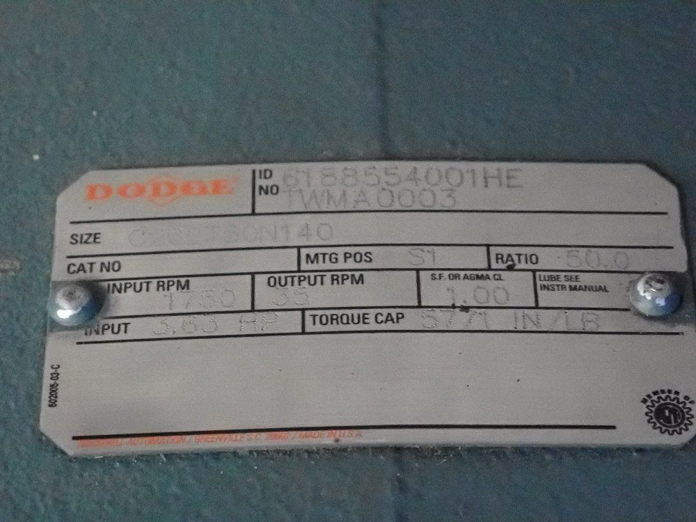 Dodge 3.63 Hp Gearbox Reducer - 6188554001he Twma0003