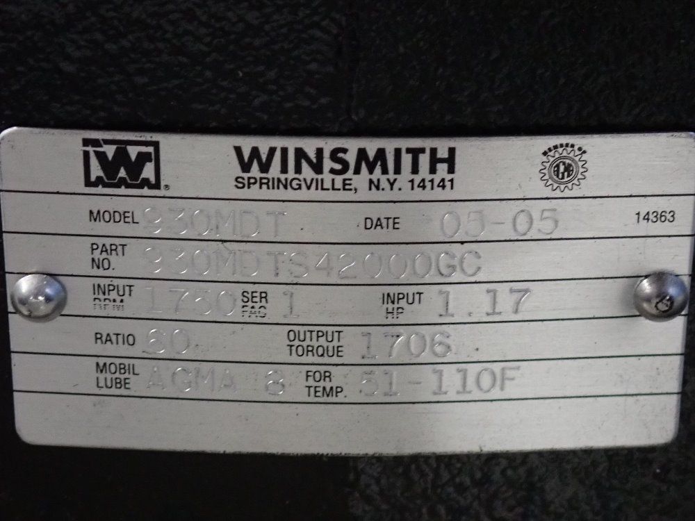 Winsmith 1.17 Hp Speed Reducer - 930mdt