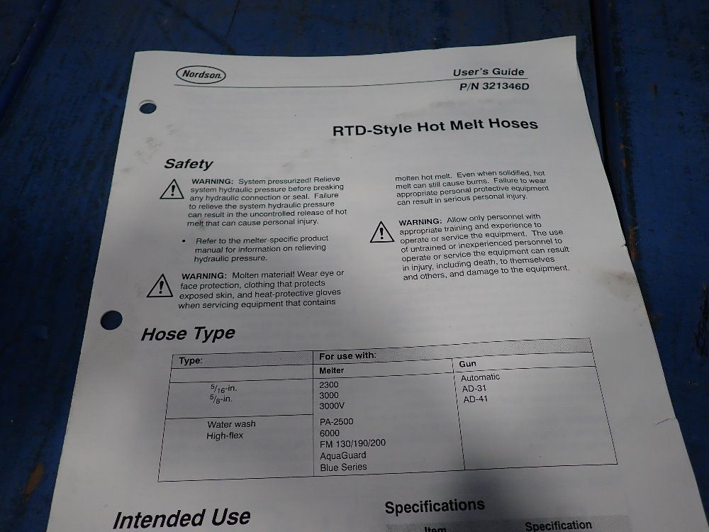 Nordson Corp. 10 Ft./max. Pressure: 1500 Psi Hot Melt Hose