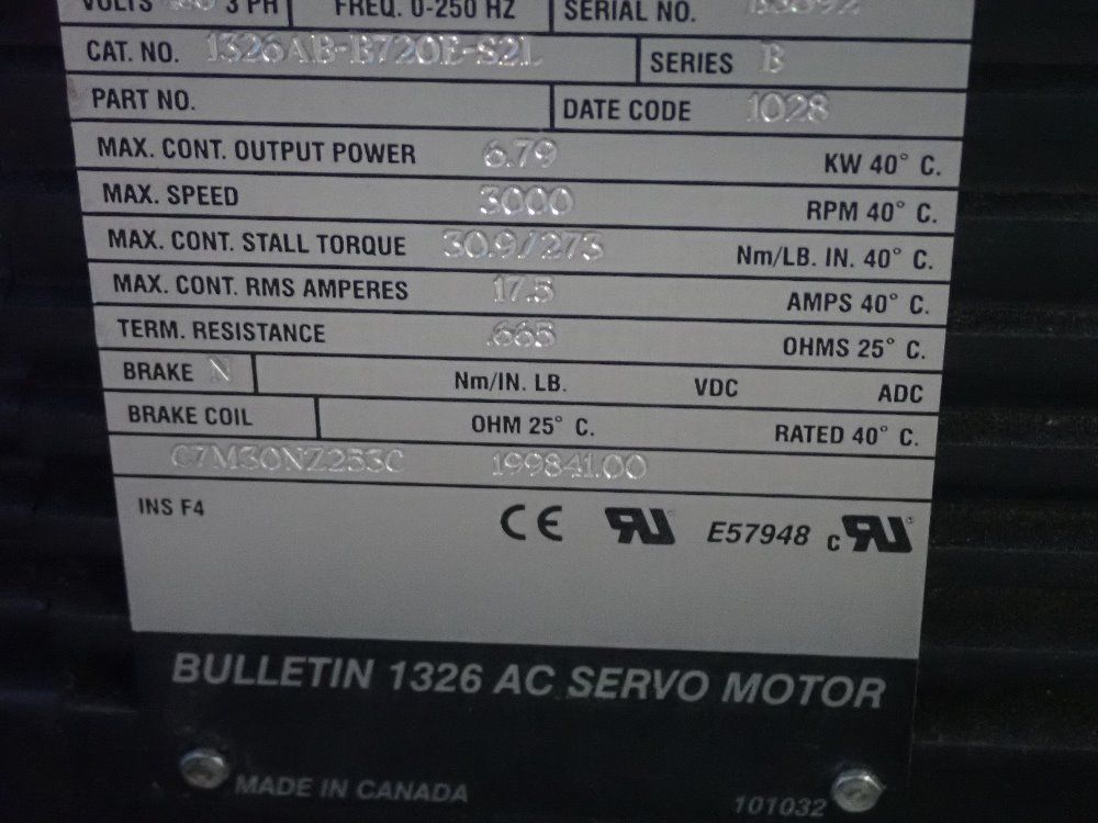 Allen-bradley Servo Motor - 1326ab-b720e-s2l