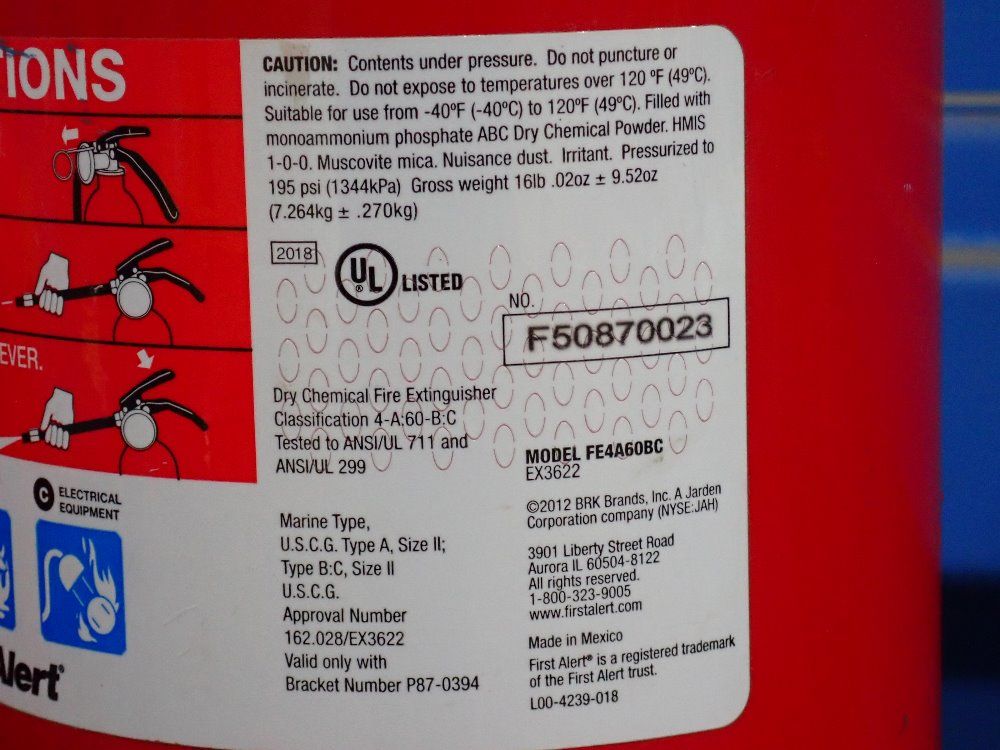 First Alert Dry Chemical Fire Extinguisher - Ex3622