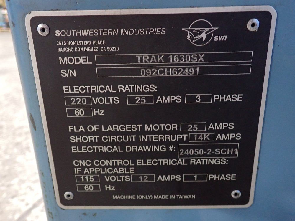 Southwestern 14" X 32" Cnc Lathe - Trak 1630sx