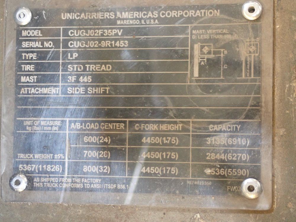 Nissan 6910 Lbs Propane Forklift - Cugj02f35pv