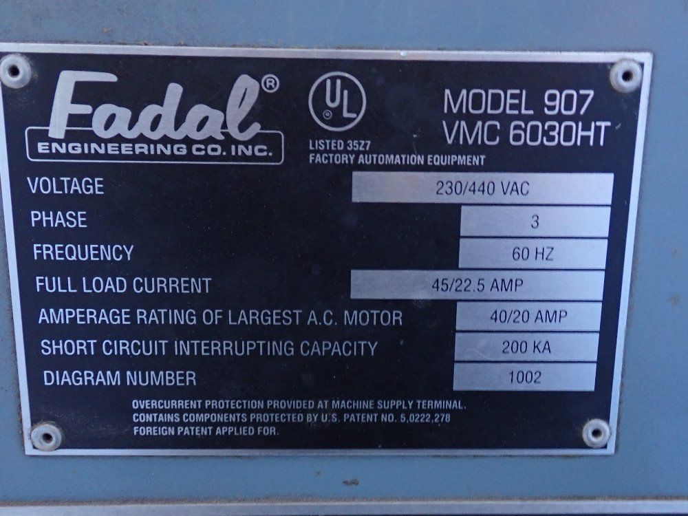 Fadal 30 1/2" X 62" Cnc Vmc - 907-1/vmc 6030