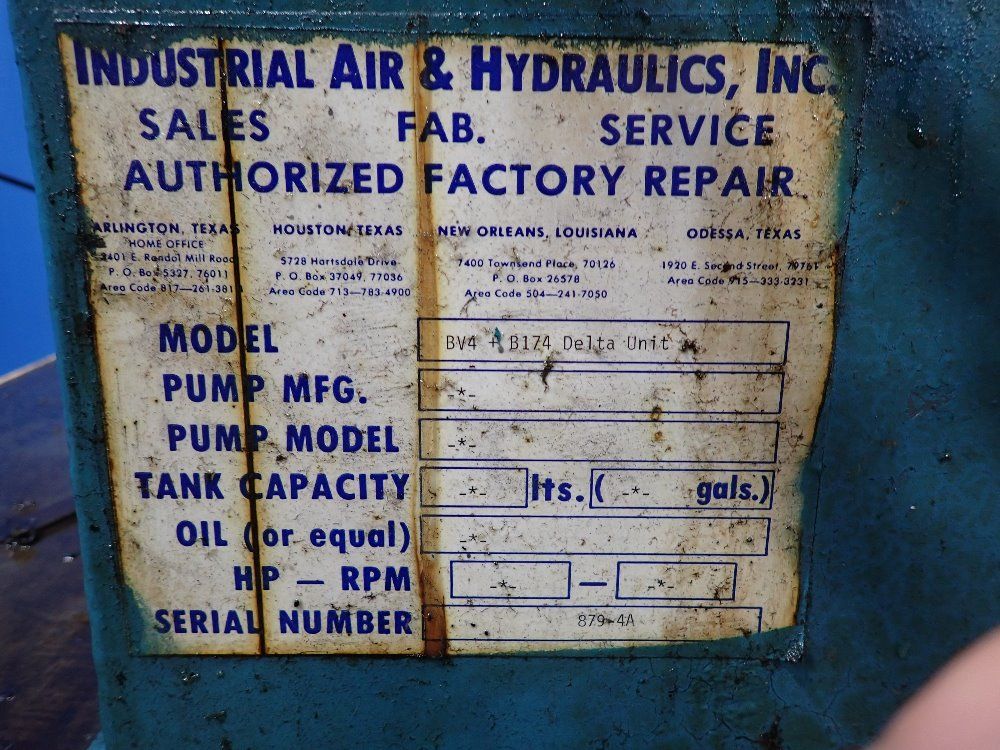 Delta Power Hydraulics Hydraulic Air Press - Bv4-b174 Delta Unit