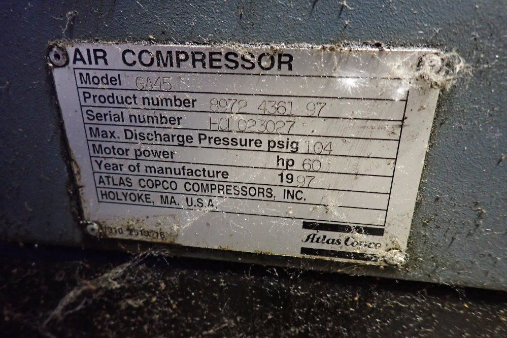 Atlas Copco 60 Hp Air Compressor - Ga45