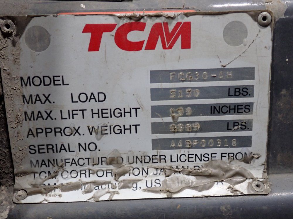 Tcm 5150 Lbs Propane Forklift - Fcg30-4h