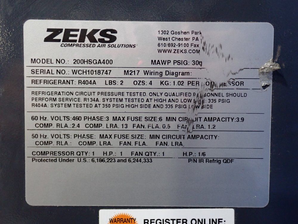 Zeks Air Dryer - 200hsga400