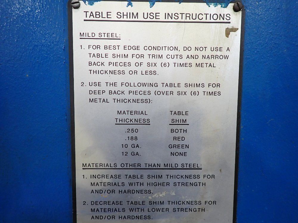 Cincinnati 1/4" Mild Steel/ 10' Shear - 250