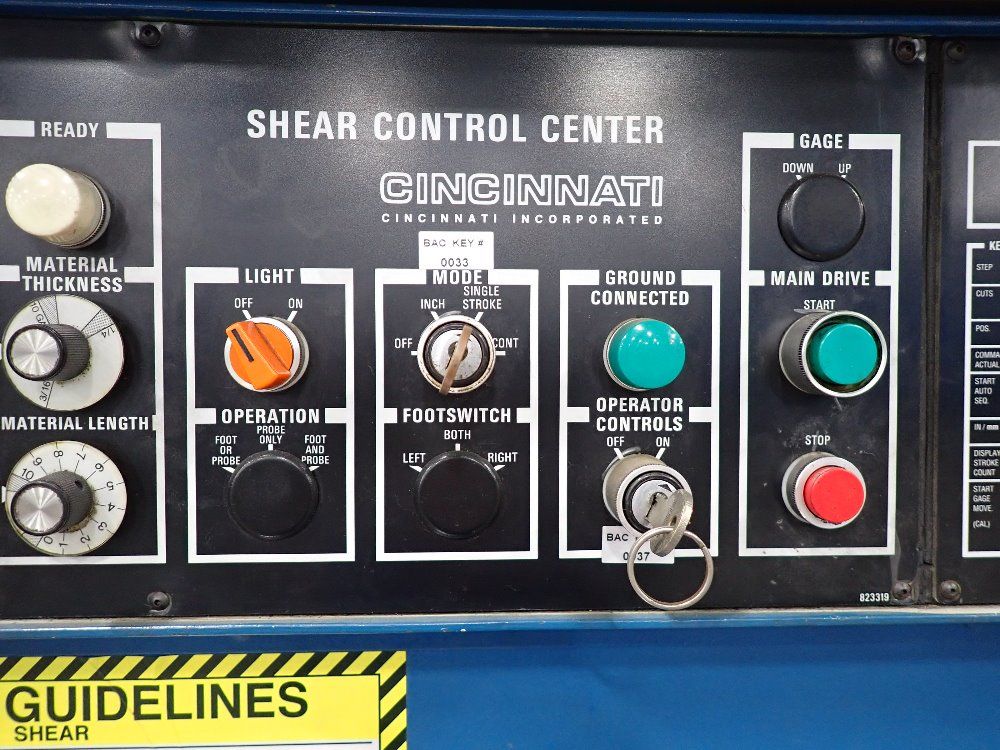 Cincinnati 1/4" Mild Steel/ 10' Shear - 250