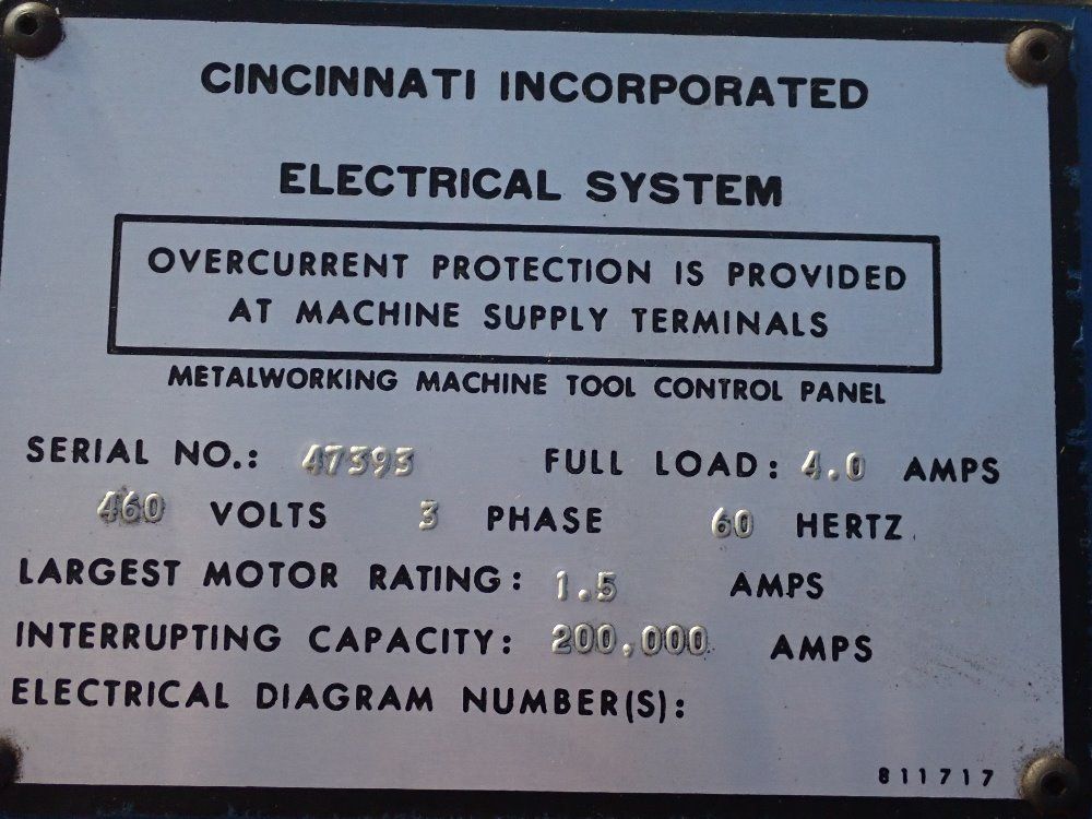 Cincinnati 1/4" Mild Steel/ 10' Shear - 250