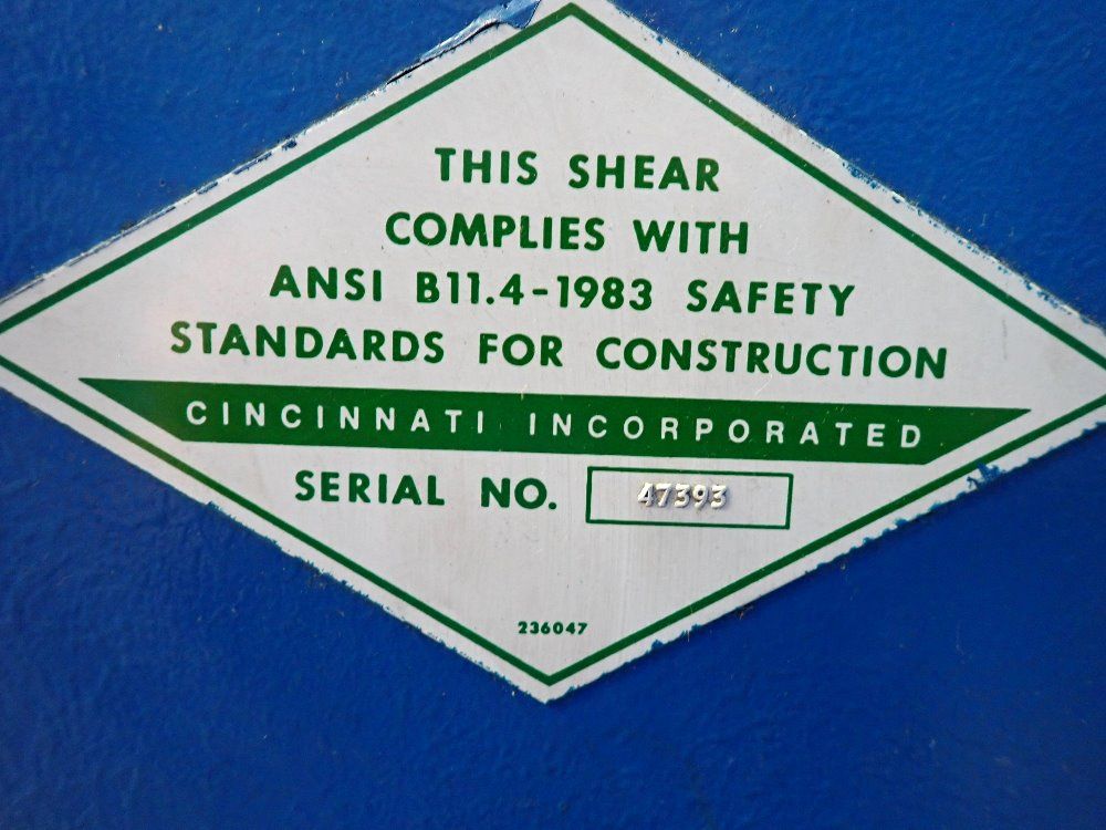 Cincinnati 1/4" Mild Steel/ 10' Shear - 250