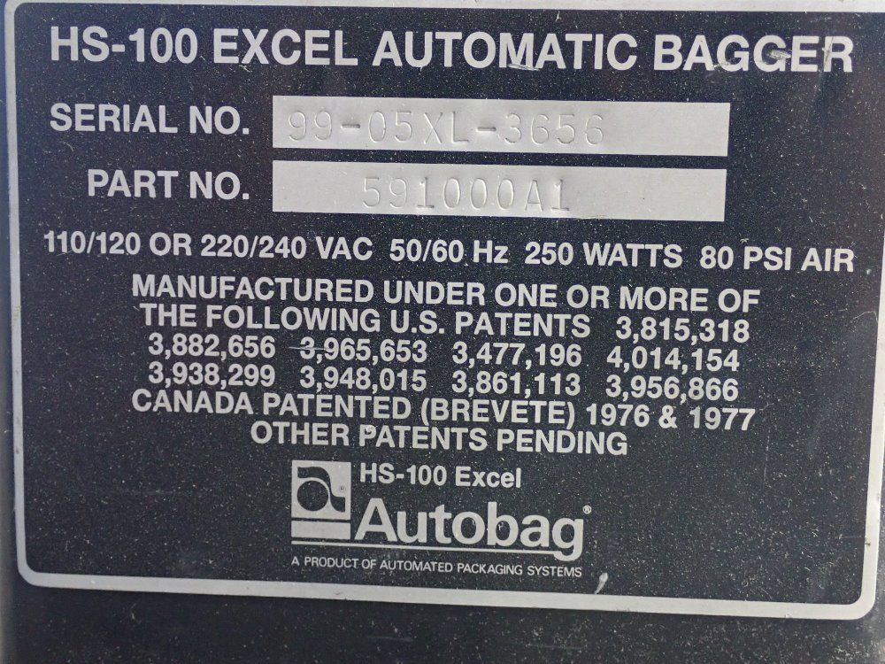 Automated Packaging Systems Inc. Automatic Bagger - Hs-100 Excel