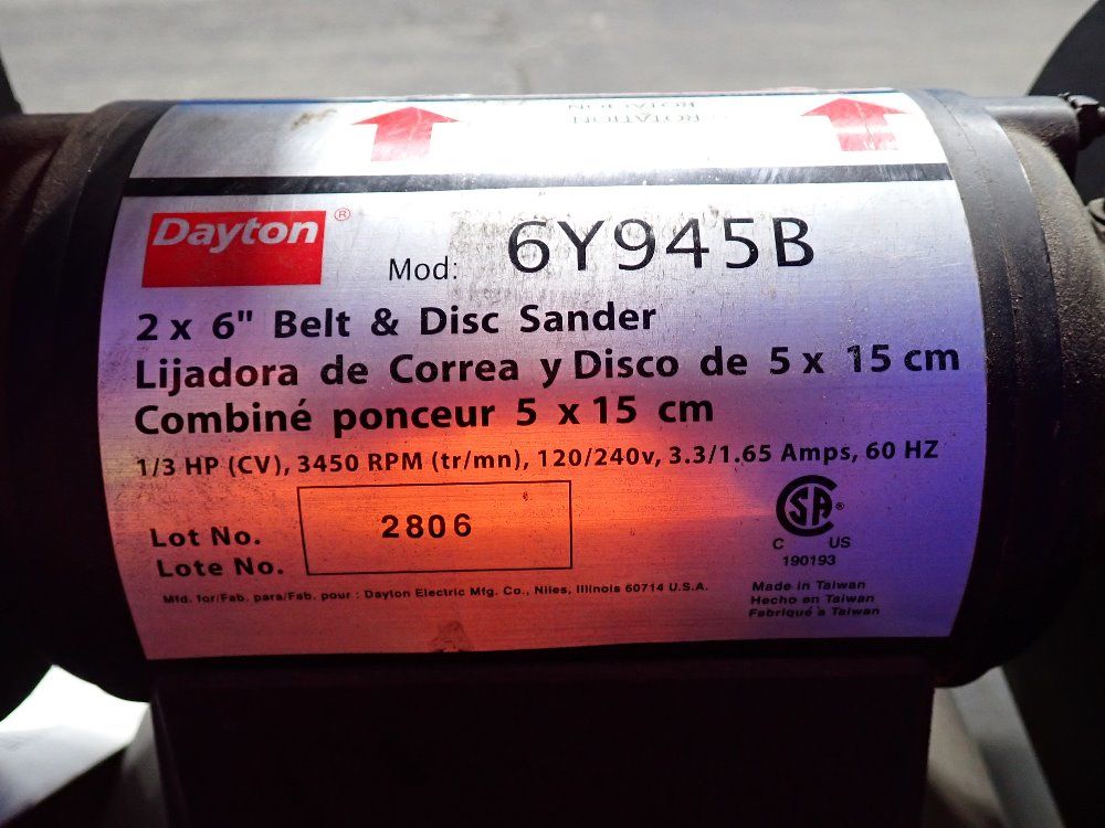 Dayton 6"/2" Disc/belt Sander - 6y945b
