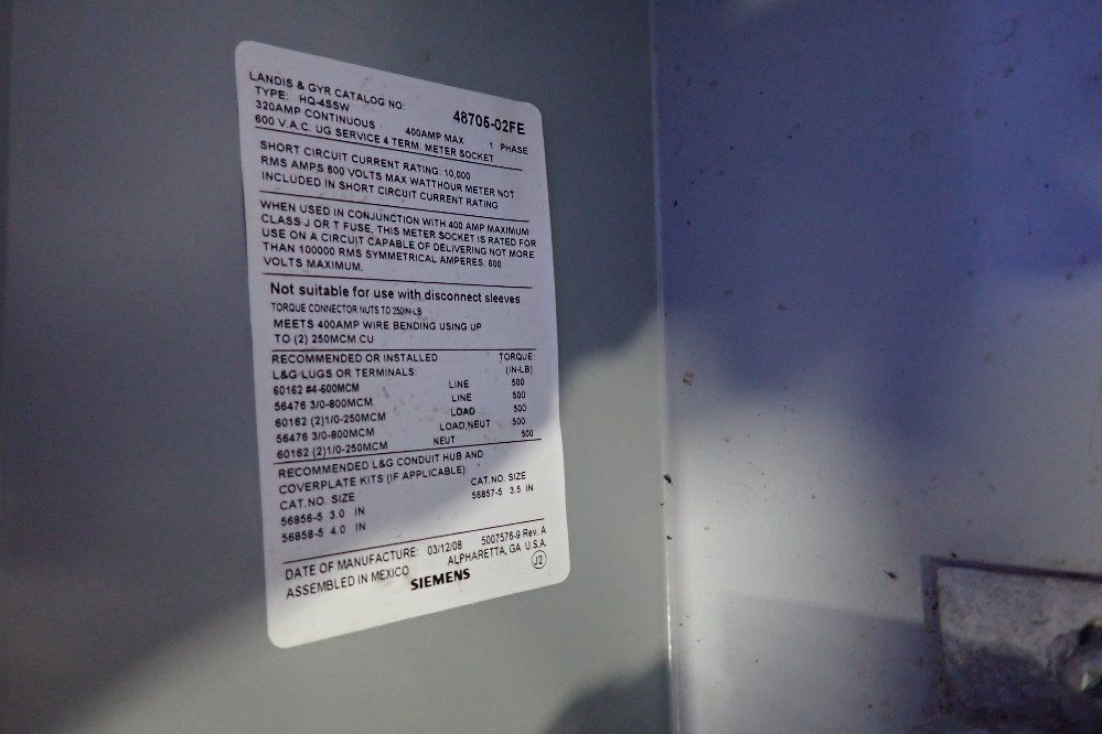 Landis & Gyr 400 Amps Fuse Box - Hq-455w/48706-02fe