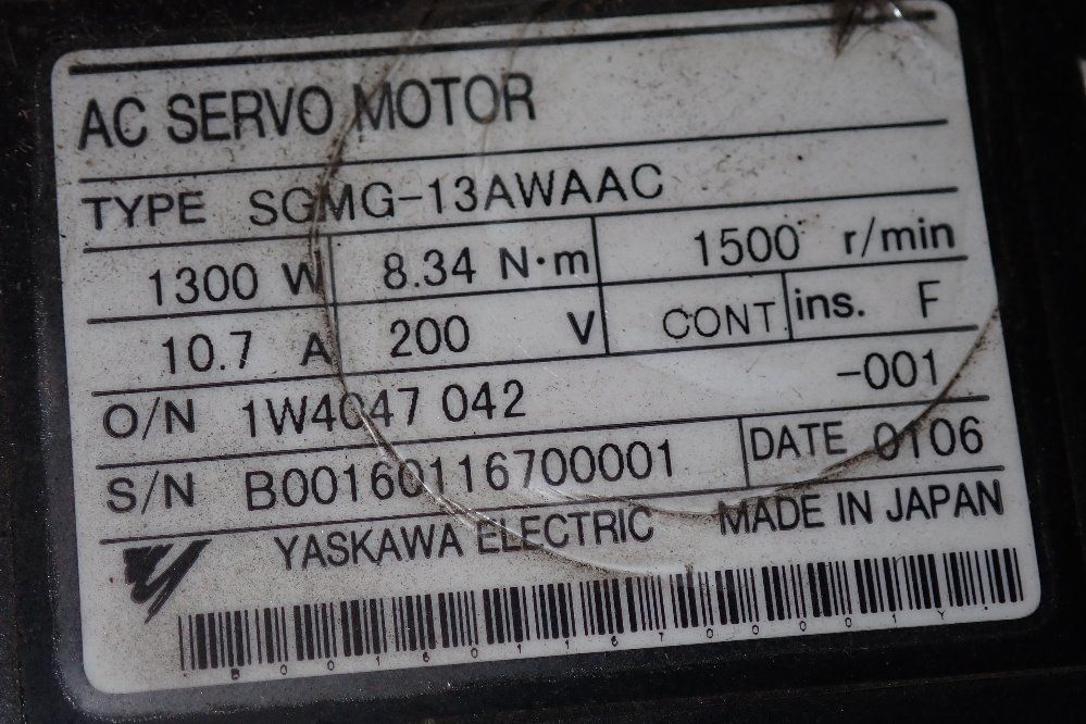 Yaskawa Electric 1300w Servo Motor - Sgmg-bawaac