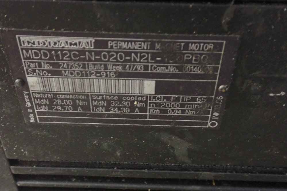 Indramat Permanent Magnet Servo Motor - Mdd112c-n-020-n2l