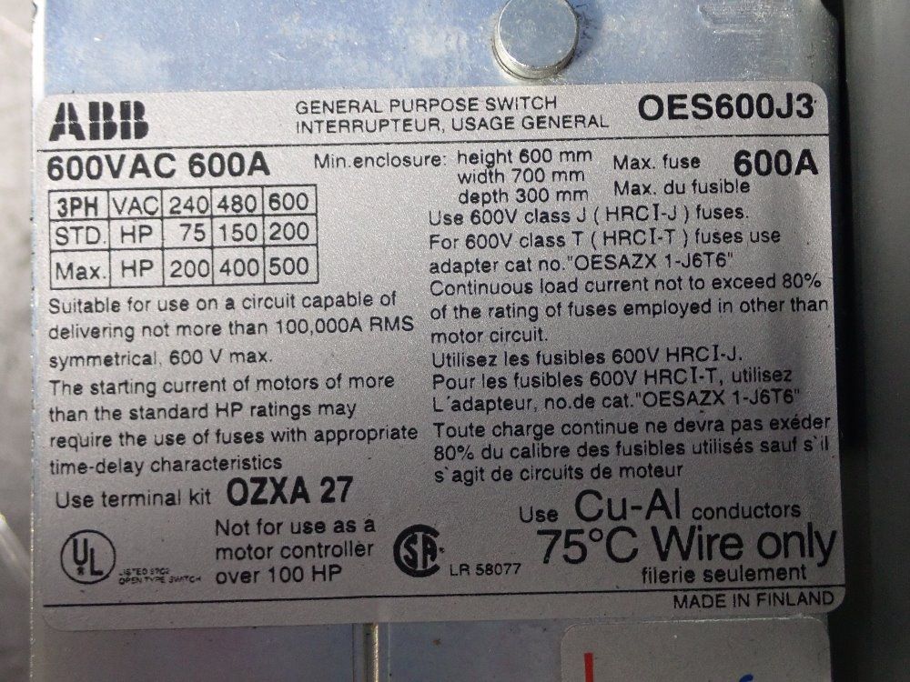 Abb Switch Interrupter - Oes600j3