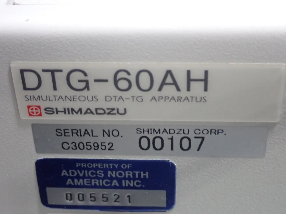Shimadzu Thermal Analyzer - Dtg-60ah