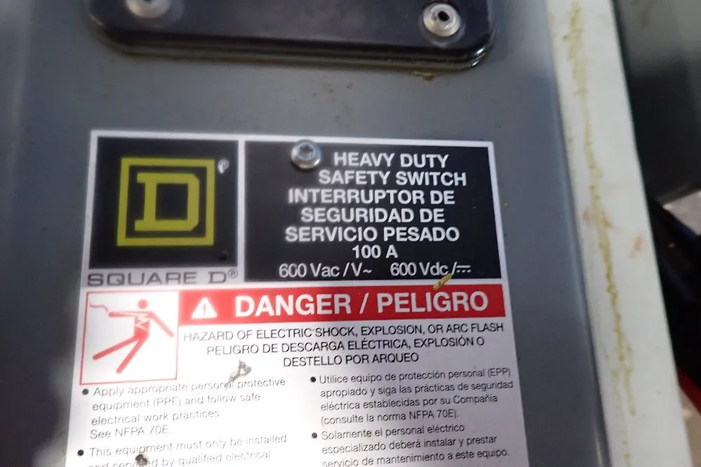 Square D 100 Amps/600v Fusible Disconnects - Hu3c3awkvw