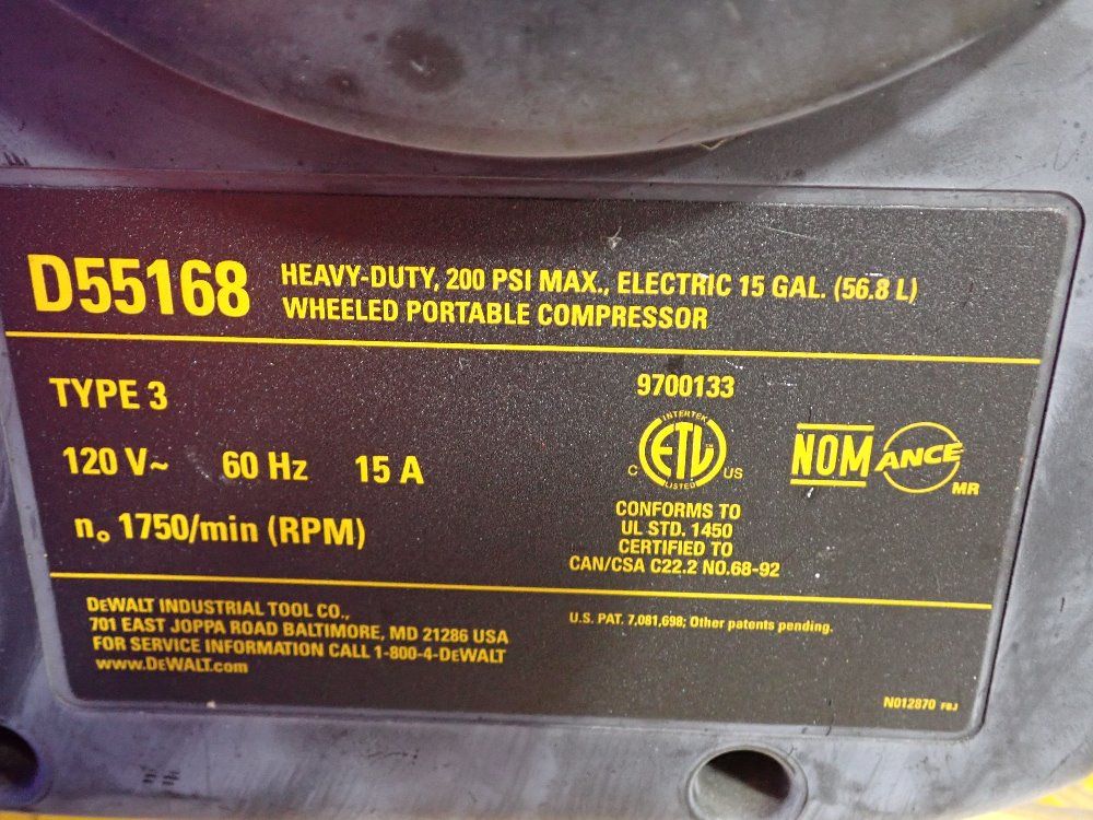 Dewalt 1.8 Hp Air Compressor - D55168