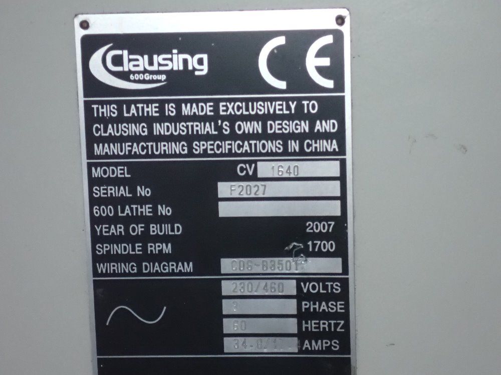 Clausing 18"x64"/7.5 Kw Lathe - Cv1640