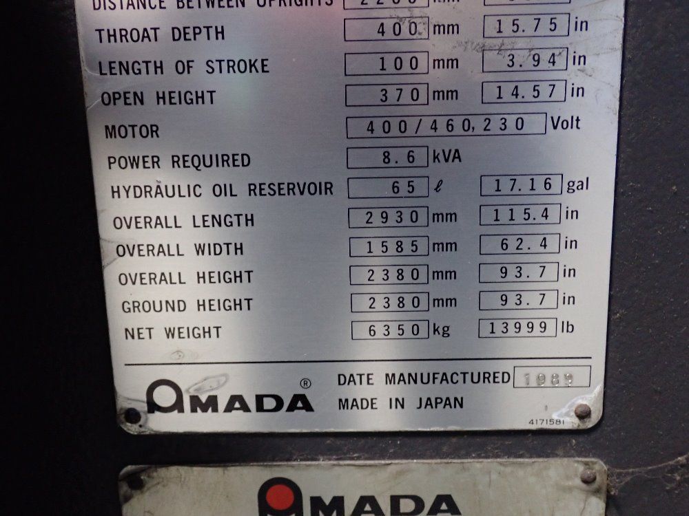 Amada 98" X 100 Tons Cnc Press Brake - Fbd-1025f