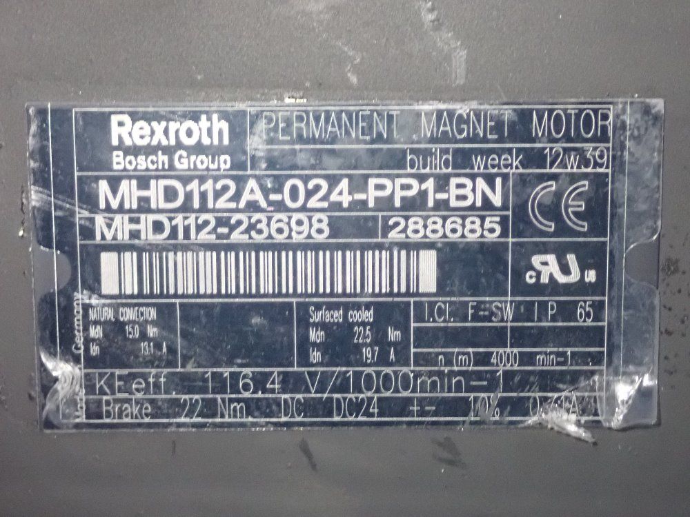 Rexroth Servo Motor - Mhd112a-024-pp1-bn
