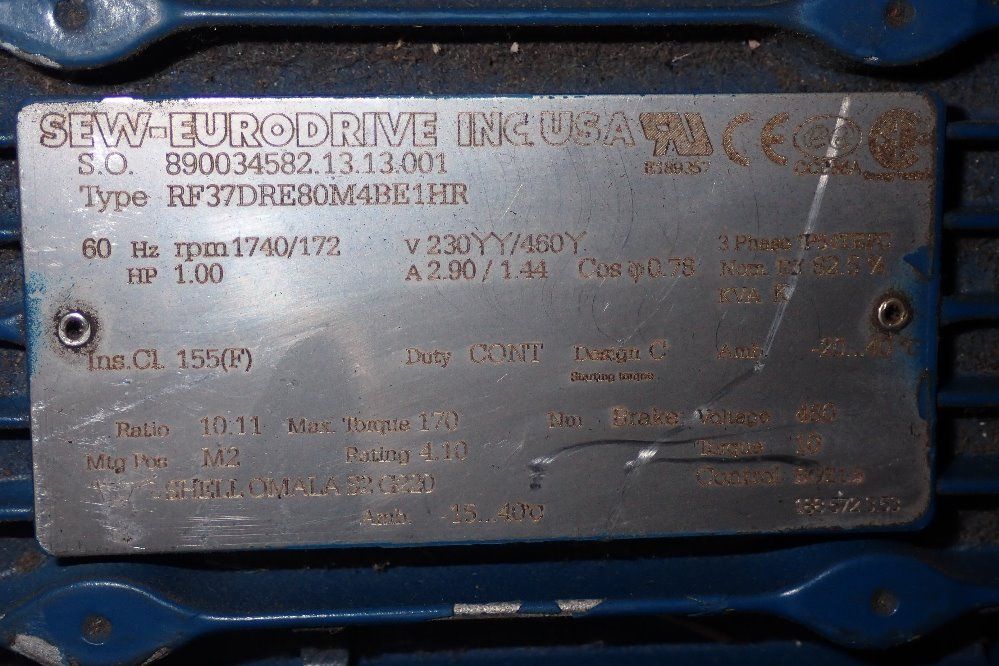 Sew-eurodrive Inc 1 Hp Pump - Rf37dre80m4be1hr