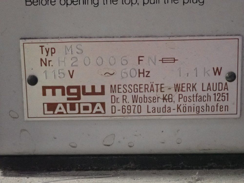 Mgw Lauda 12" X 13" X 6" Ultrasonic Cleaner - M20