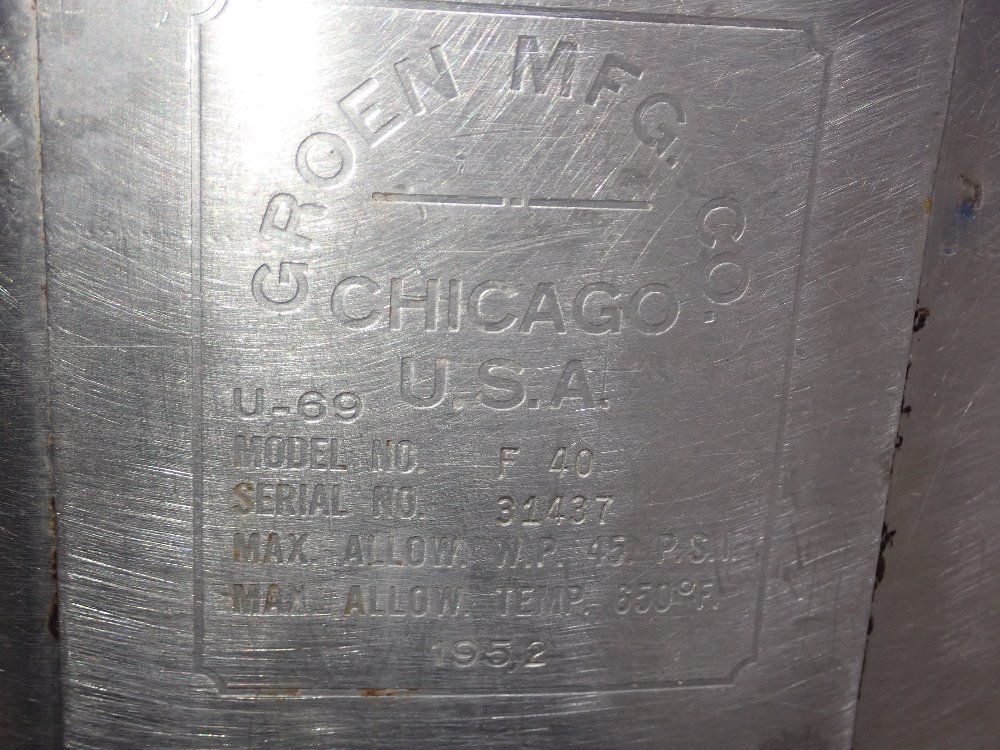 Groen Mfg. Co. 20 Gallons Portable S/s Tank - F40