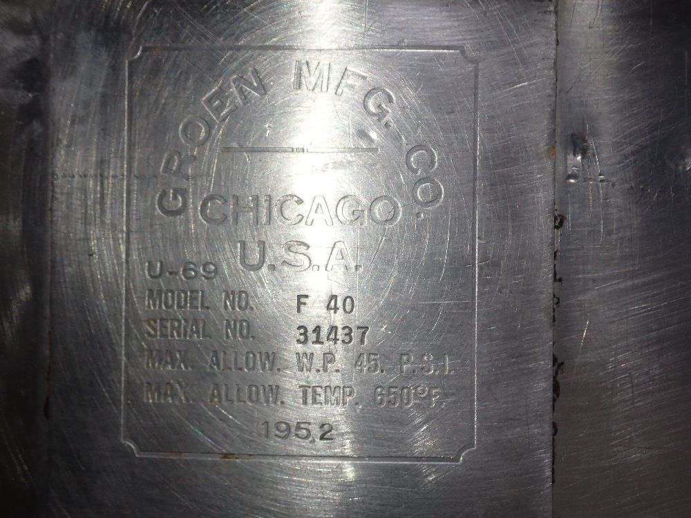 Groen Mfg. Co. 20 Gallons Portable S/s Tank - F40