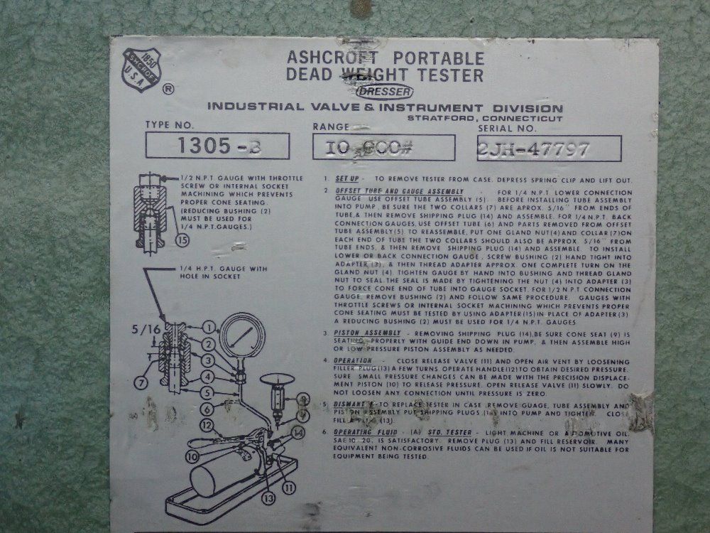 Ashcroft Portable Dead Weight Tester