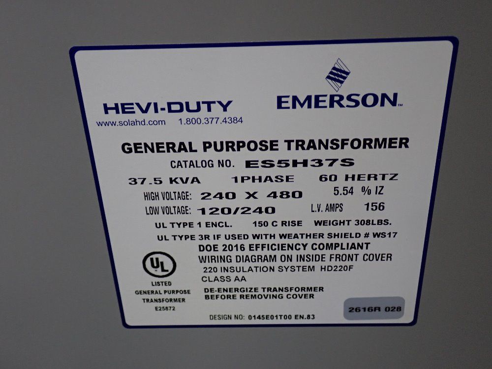 Emerson 375 Kva Transformer