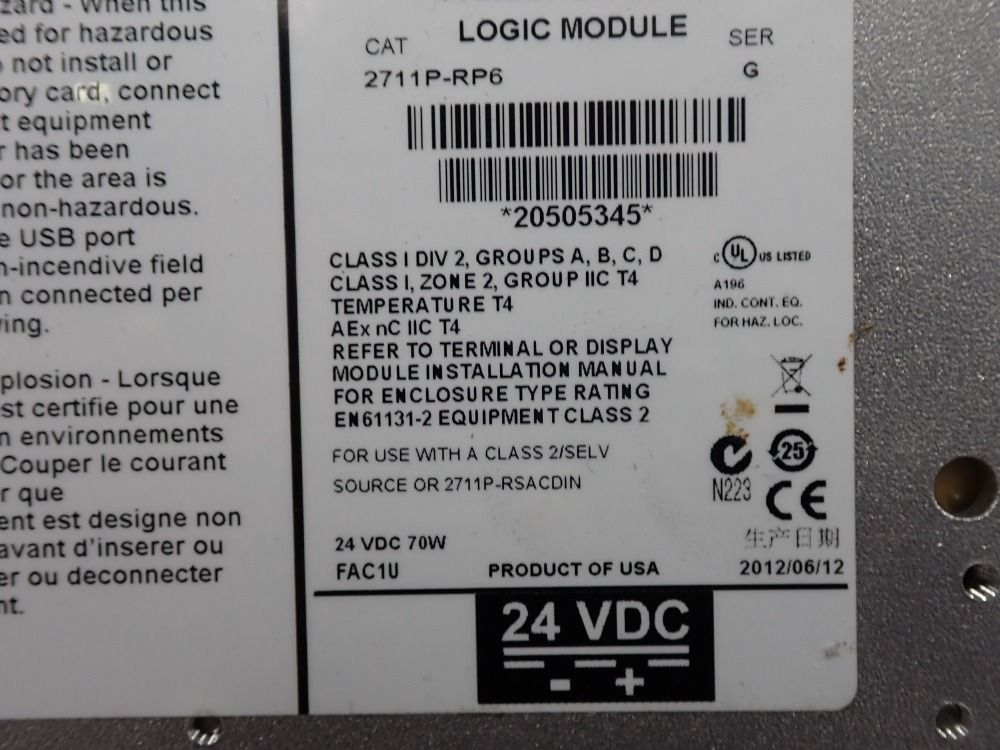 Allenbradley Panelview Plus 1000 Color Touch Display Module