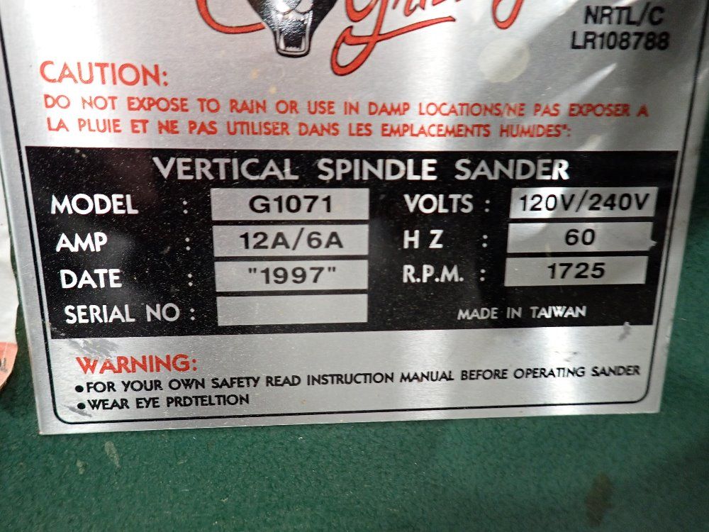 Used Grizzly Vertical Spindle Sander HGR Industrial Surplus